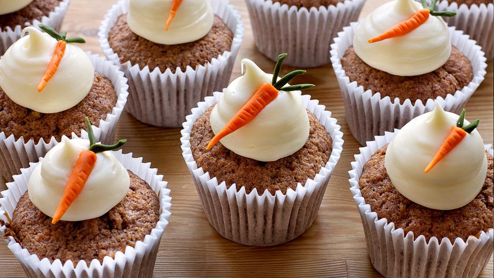 The Real Food Academy Miami's recipe for carrot easter cupcakes with cream cheese frosting.