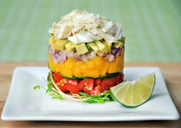 The Real Food Academy Miami crab and mango tower recipe.