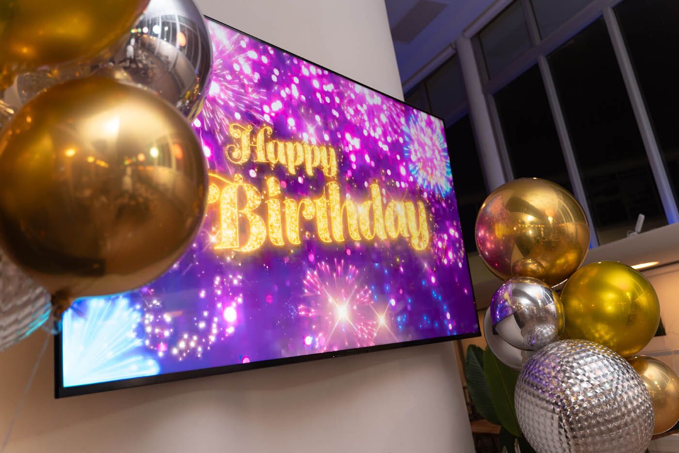 A Happy Birthday banner at The Real Food Academy Miami.
