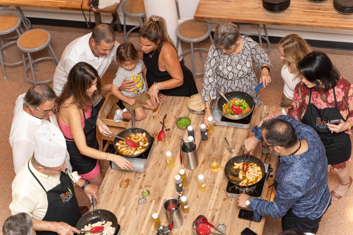 Sky view of an adult party at The Real Food Academy Miami.