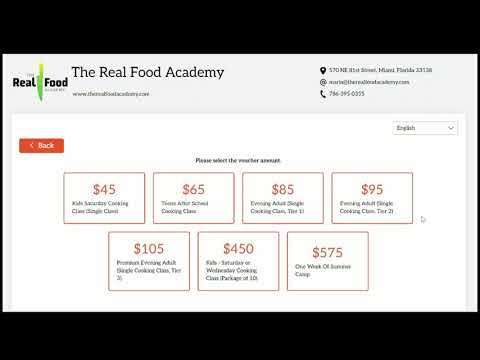 The Real Food Academy Miami gift voucher instructions.