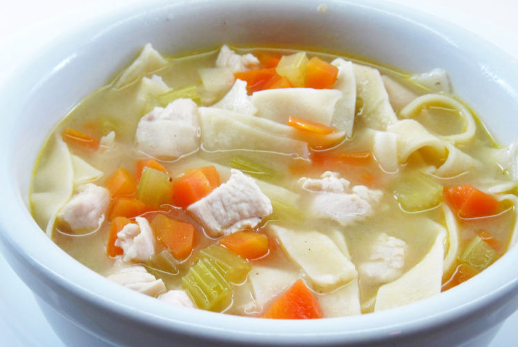 Image of chicken soup with noodles