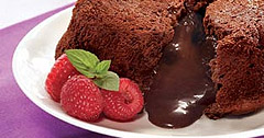 The Real Food Academy fresh lava cake with raspberries. 