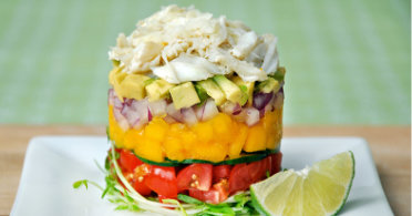 The Real Food Academy Miami crab and mango tower. 