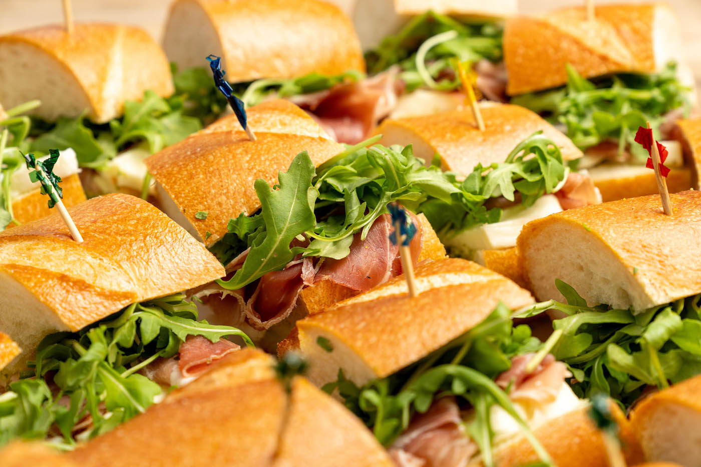 Prosciutto and mozzarella cheese sandwiches at The Real Food Academy Miami.