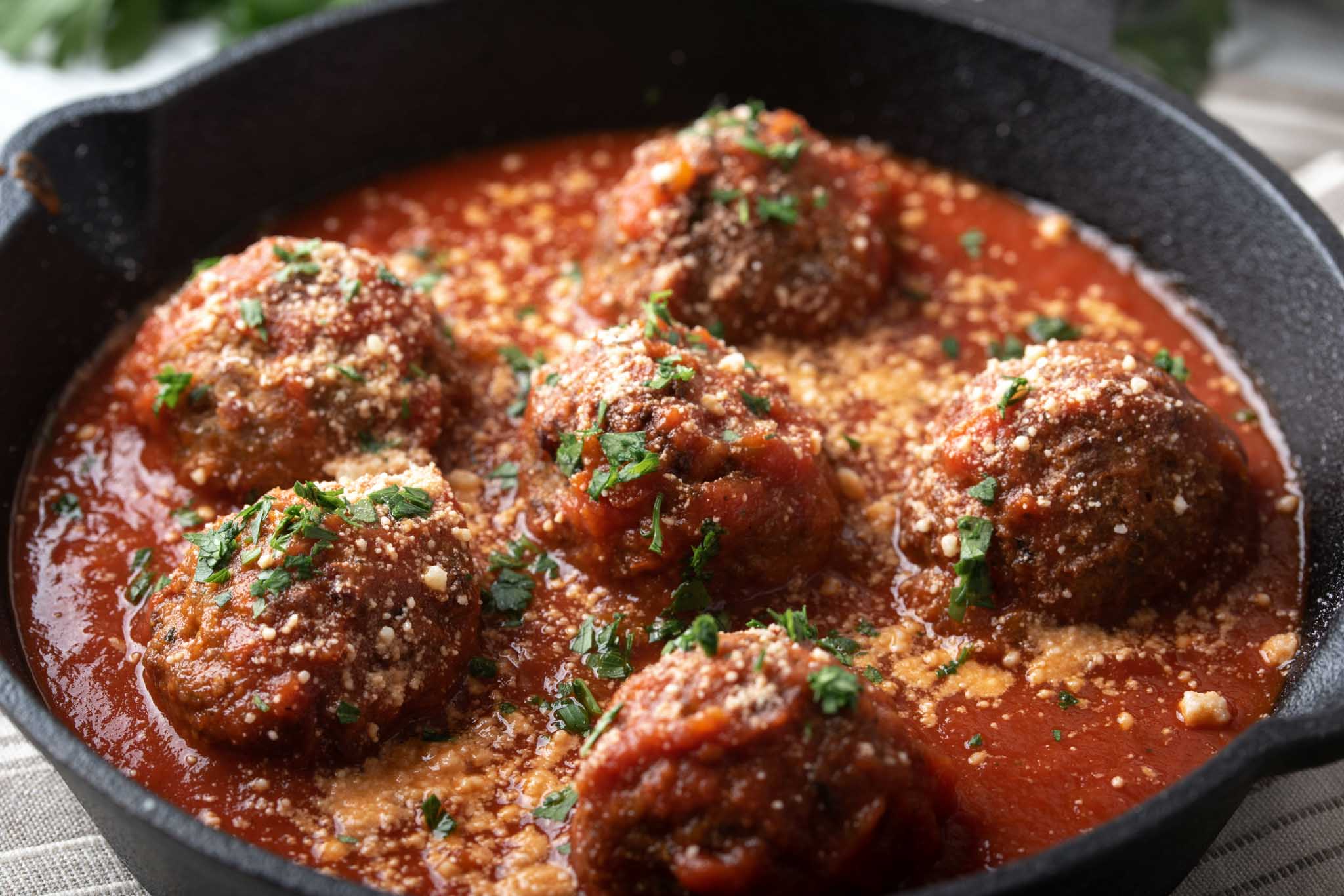 Fresh made meatballs with marina sauce at The Real Food Academy.
