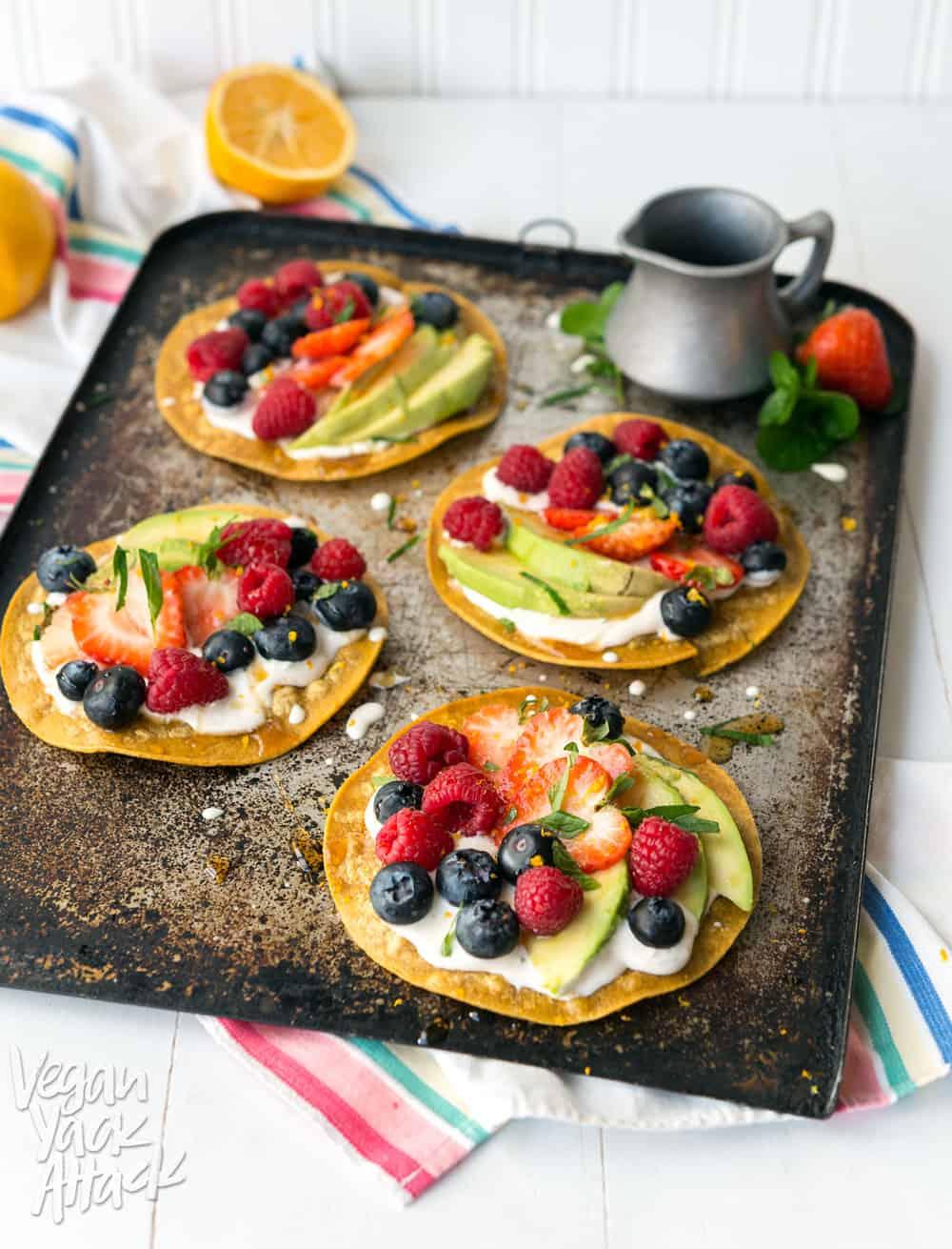 The Real Food Academy Miami crispy tostada with fresh berries recipe.