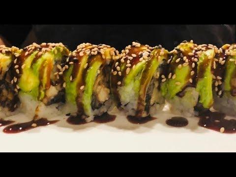 An dragon roll expertly made by The Real Food Academy Miami.