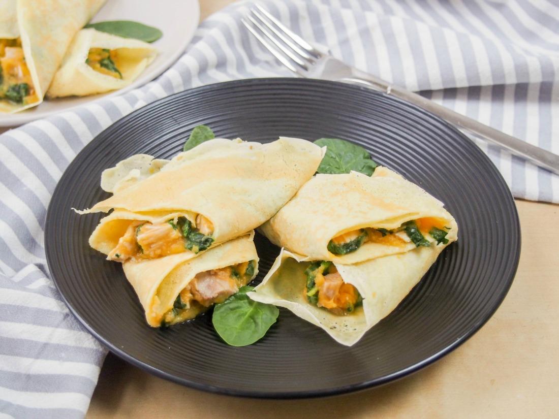 The Real Food Academy Miami's turkey, spinach, and cheese crepes recipe.
